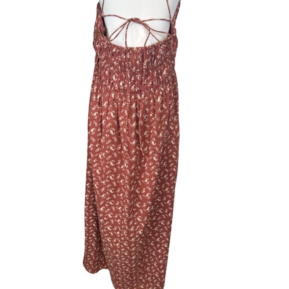 NWT Treasure & Bond L Rust/Mauve Floral Maxi Dress Adjustable Straps Open Back - Picture 10 of 15
